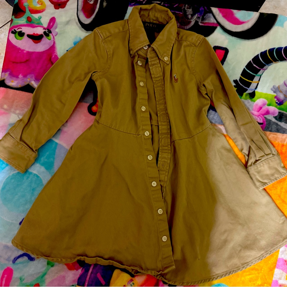 Ralph Lauren Khaki Button-Up Dress- Toddler